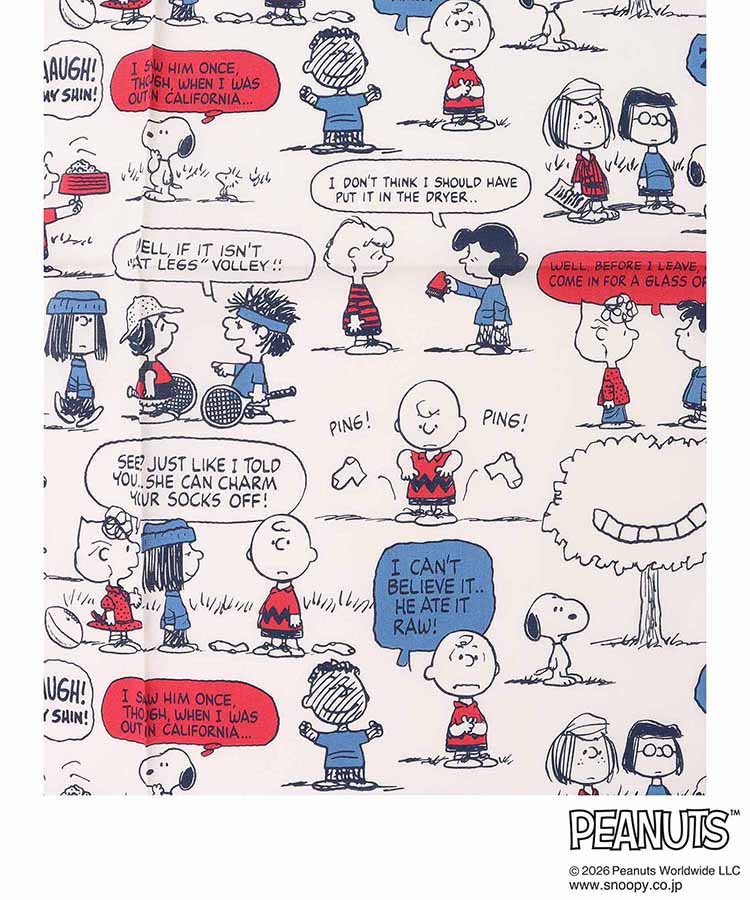 PEANUTSスクロールイラストプリントハンカチ