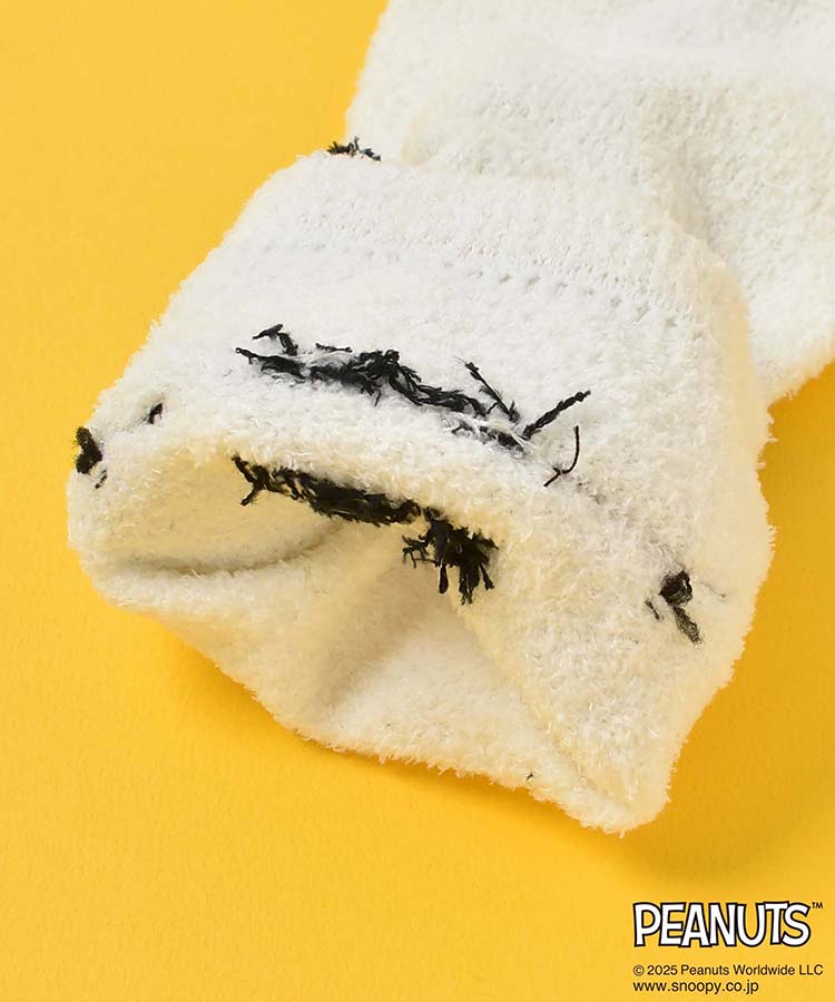 スヌーピーモコモコ顔つきソックス