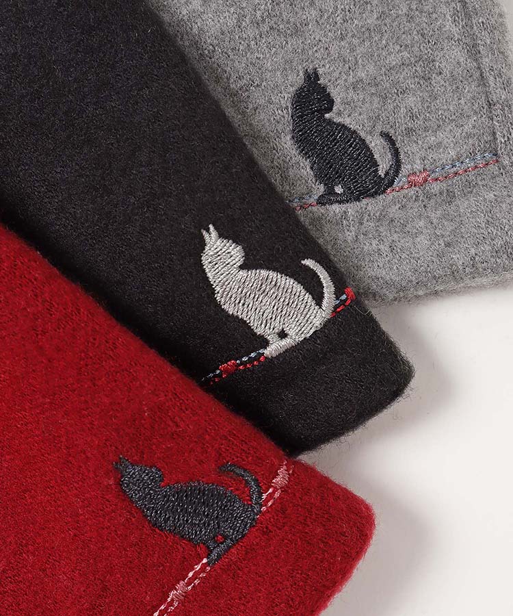 指フードキャット刺繍グローブ