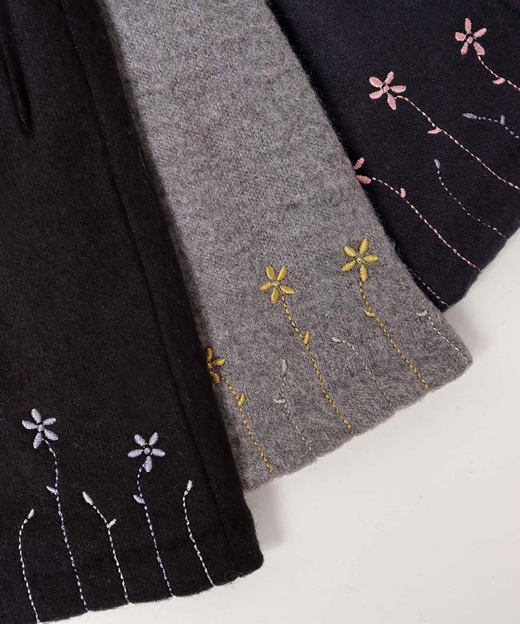 指フードフラワー刺繍グローブ