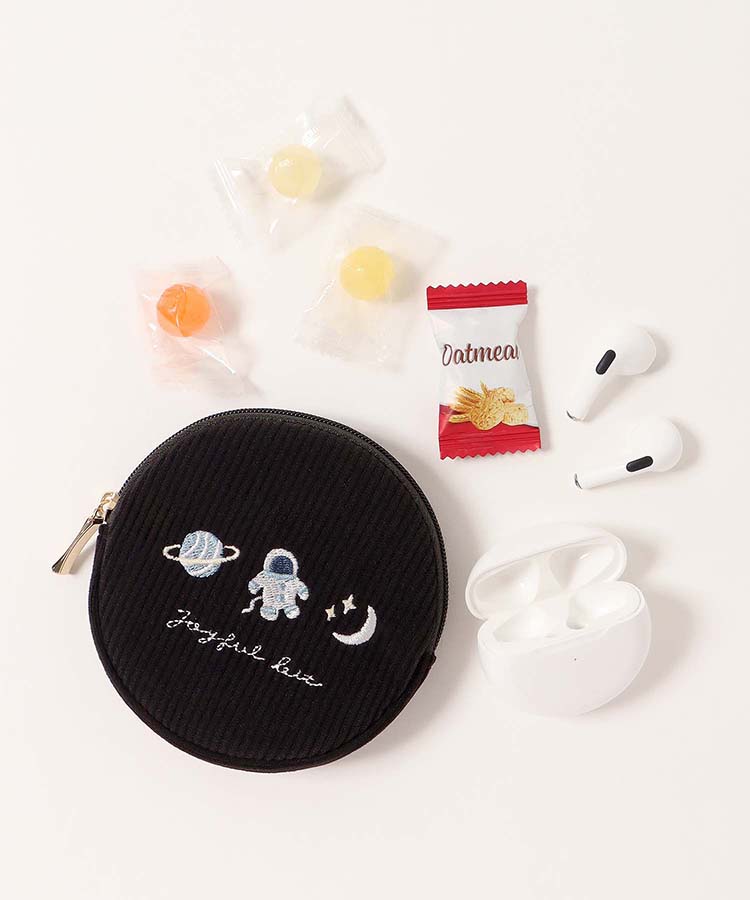 ジョイフルビットコーデュロイサークルミニポーチ