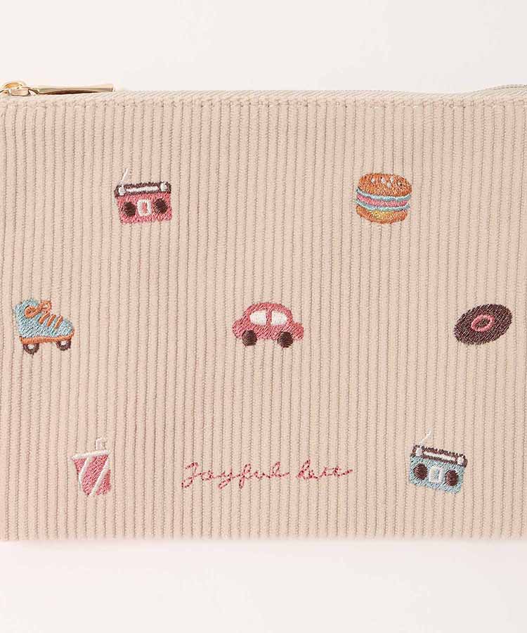 ジョイフルビットコーデュロイフラットポーチ