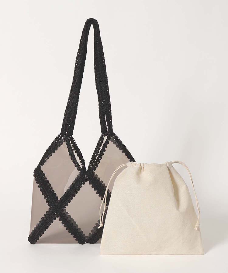 クロシェ編みクリアビニールトートバッグ