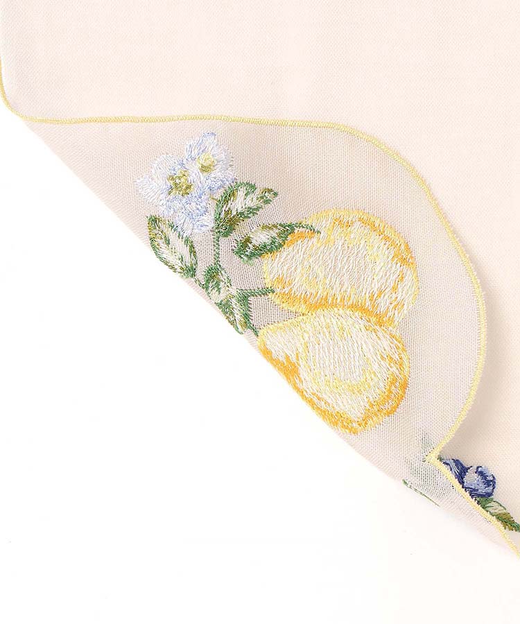 スカラップ刺繍フルーツ柄ストール