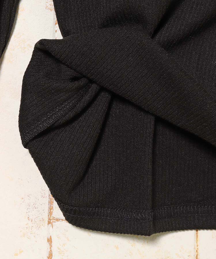 起毛リブプチハイネックロンT