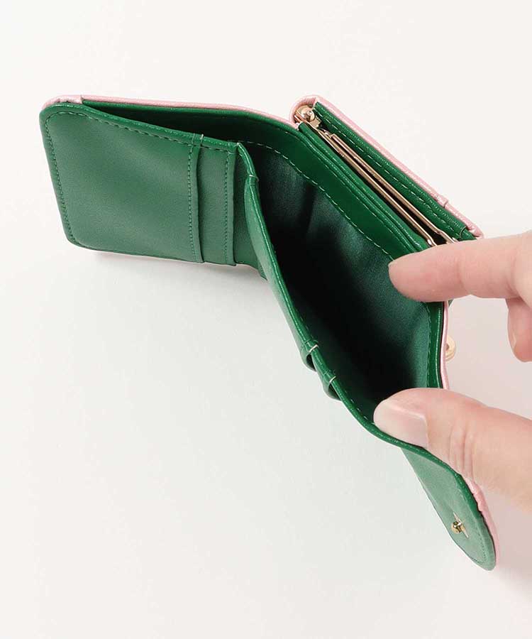 いちごがま口折財布