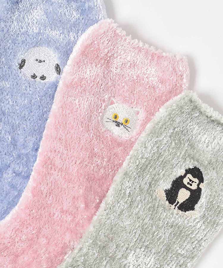モールヤーンアニマル刺繍ソックス