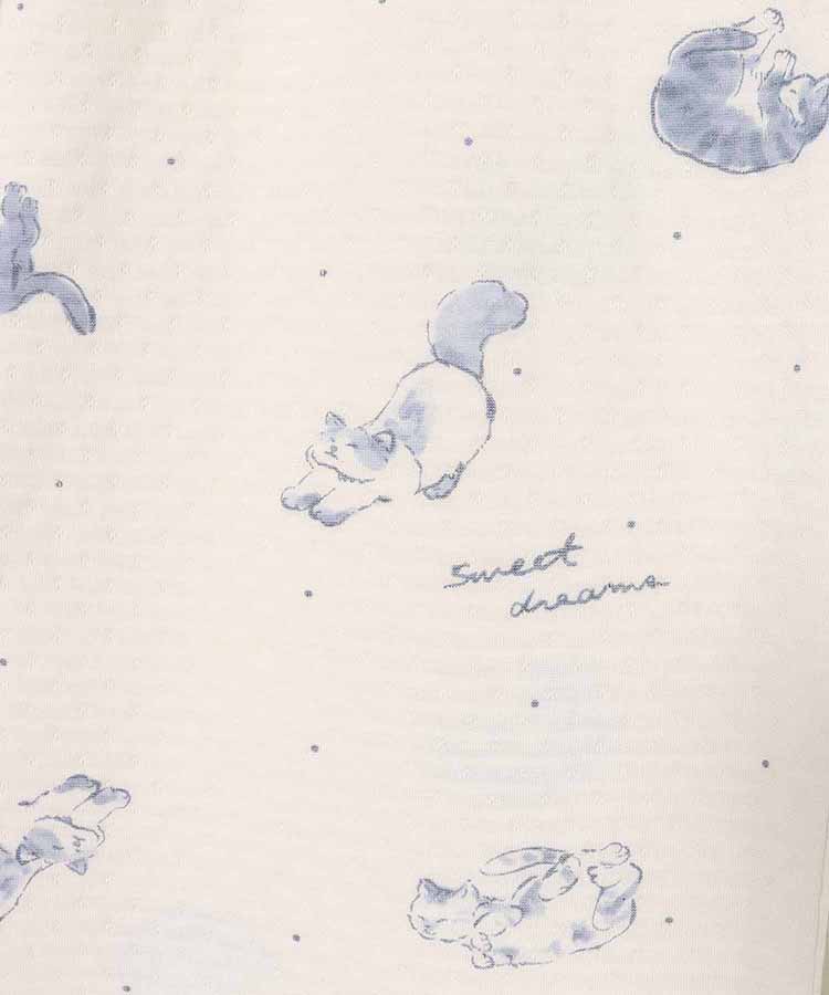 ねこ柄キルト×裏毛ルームウェア上下セット