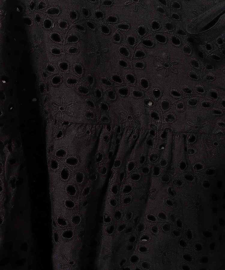 シフリー刺繍ノーカラーブラウス