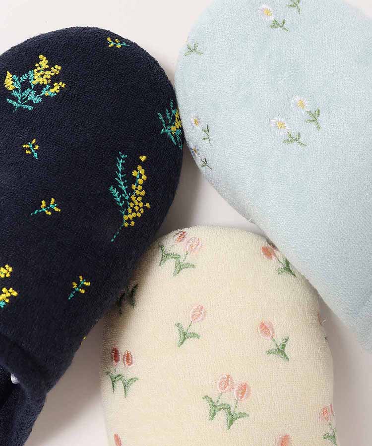 フラワー刺繍スリッパ