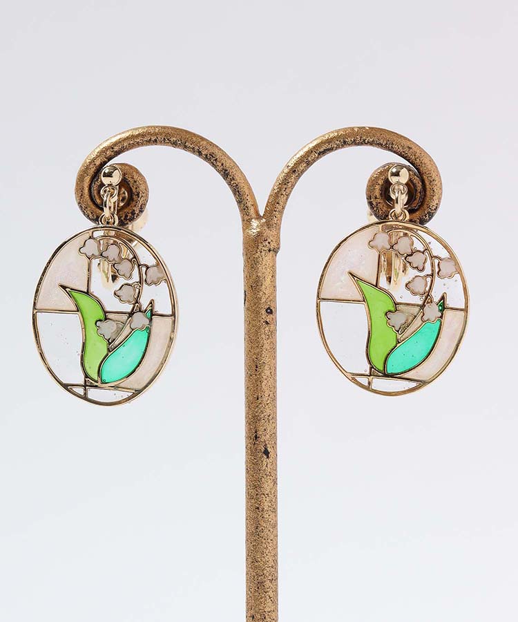 フラワーステンドグラスイヤリング