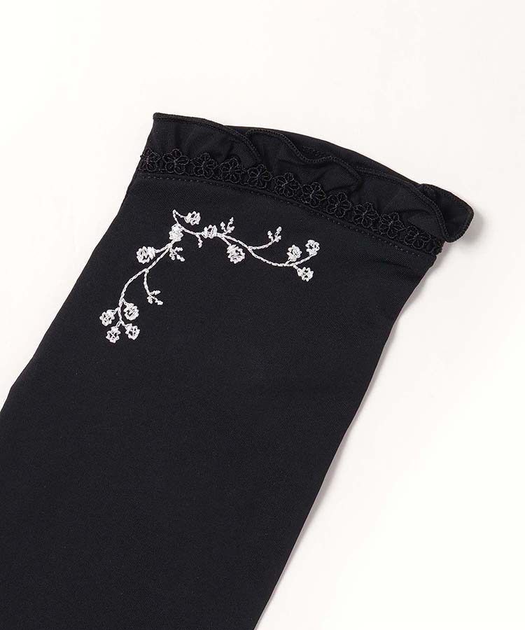 冷感抗菌指先花刺繍プチフラワーレースロングUVグローブ