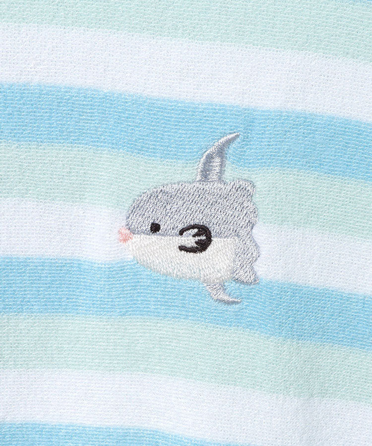 パイルボーダー刺繍ワンピ