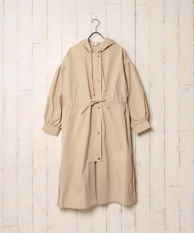 ≪SALE≫トレンチ切替シフォンプリーツフード付きコート