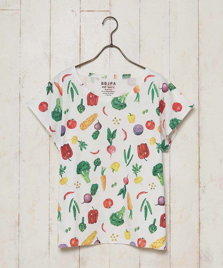 ≪SALE≫カラフルベジタブル総柄プリントTシャツ