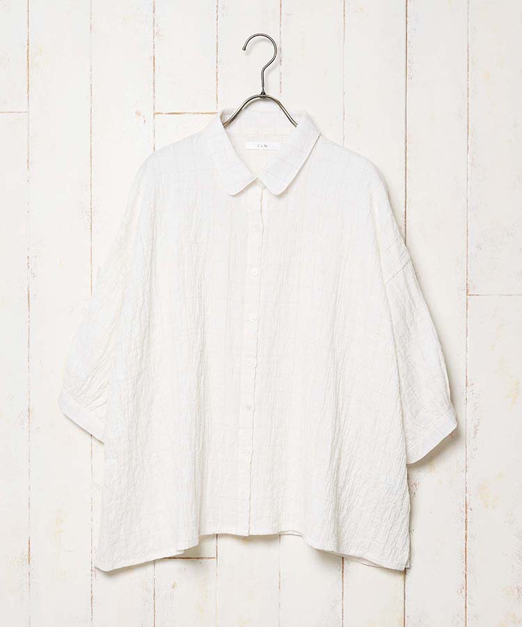 ≪SALE≫シャーリングチェックシャツ