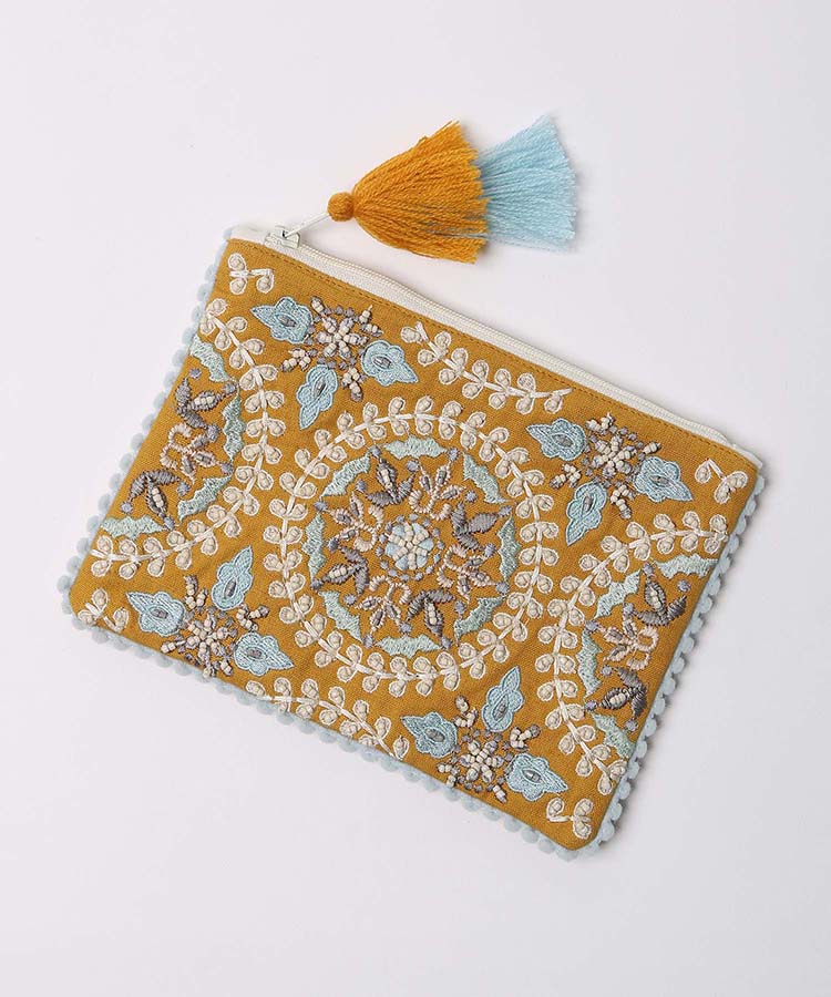 ≪SALE≫ビーズ刺繍フラットポーチLサイズ