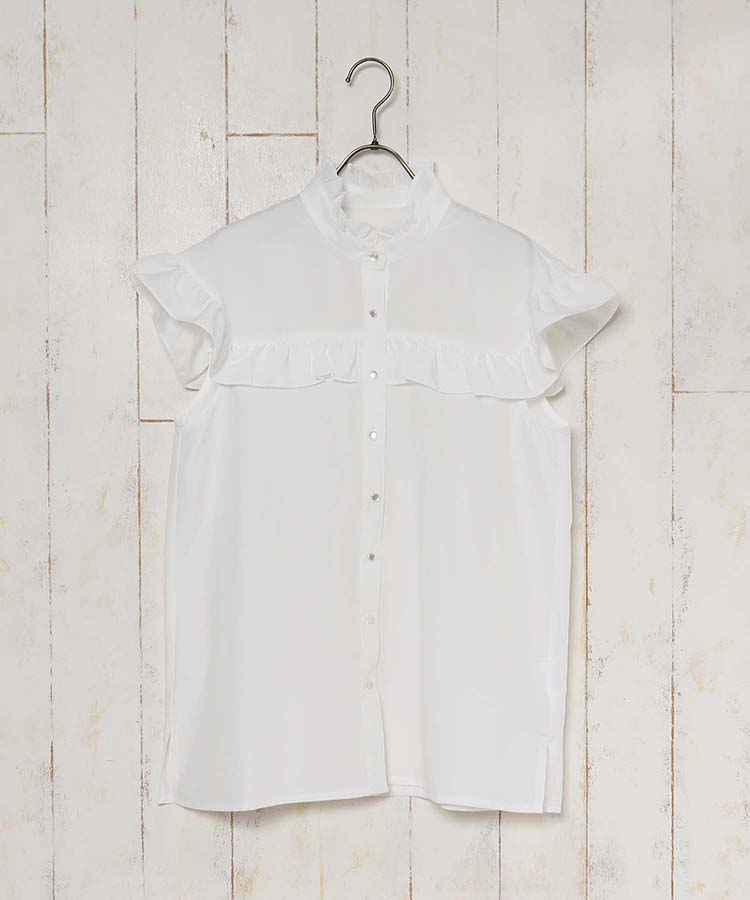 ≪OUTLET≫フリル付ノースリーブブラウス