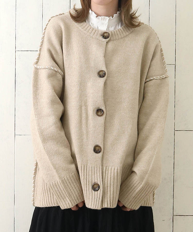 ≪OUTLET≫もちもちニットステッチ2wayカーディガン
