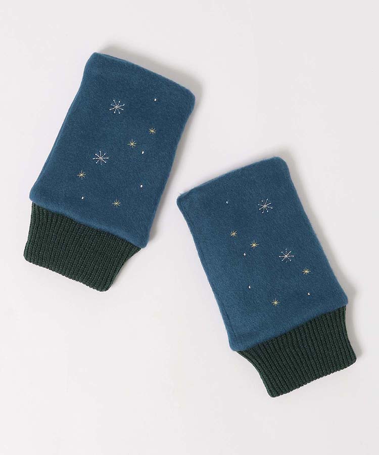 ≪OUTLET≫星柄刺繍ジャージ指なしグローブ