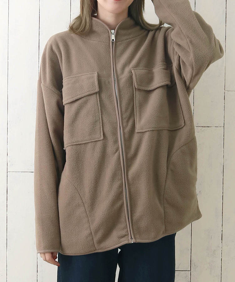 ≪OUTLET≫フリースポケット付きハイネックブルゾン