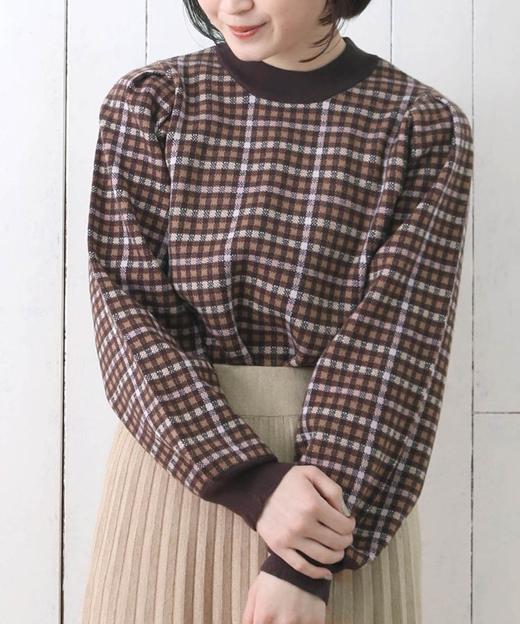 ≪OUTLET≫チェック配色ニット