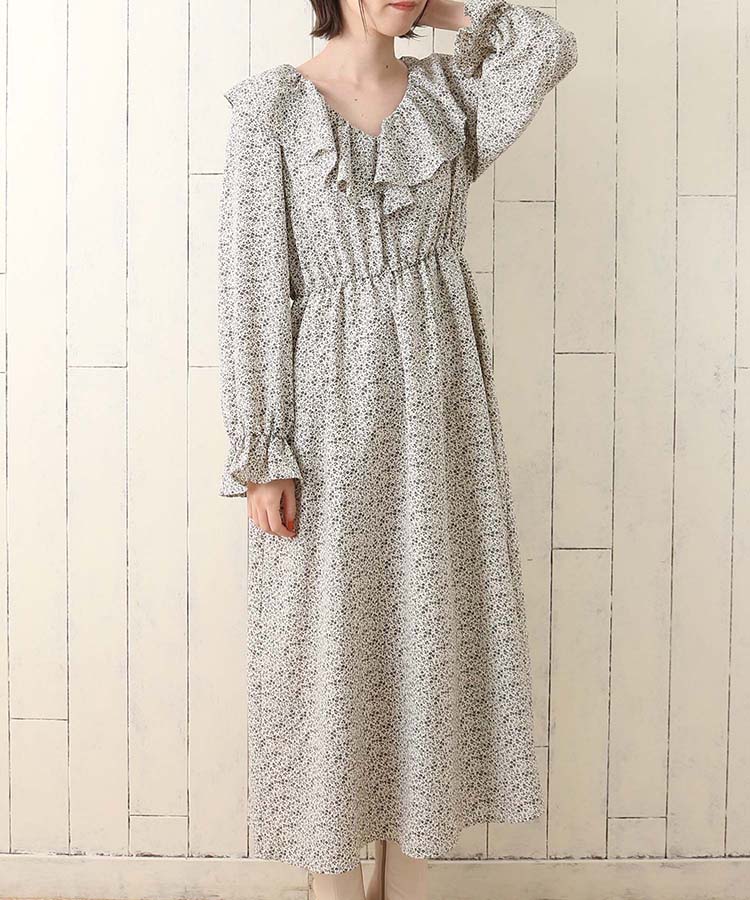 ≪SALE≫プリントフリルワンピース