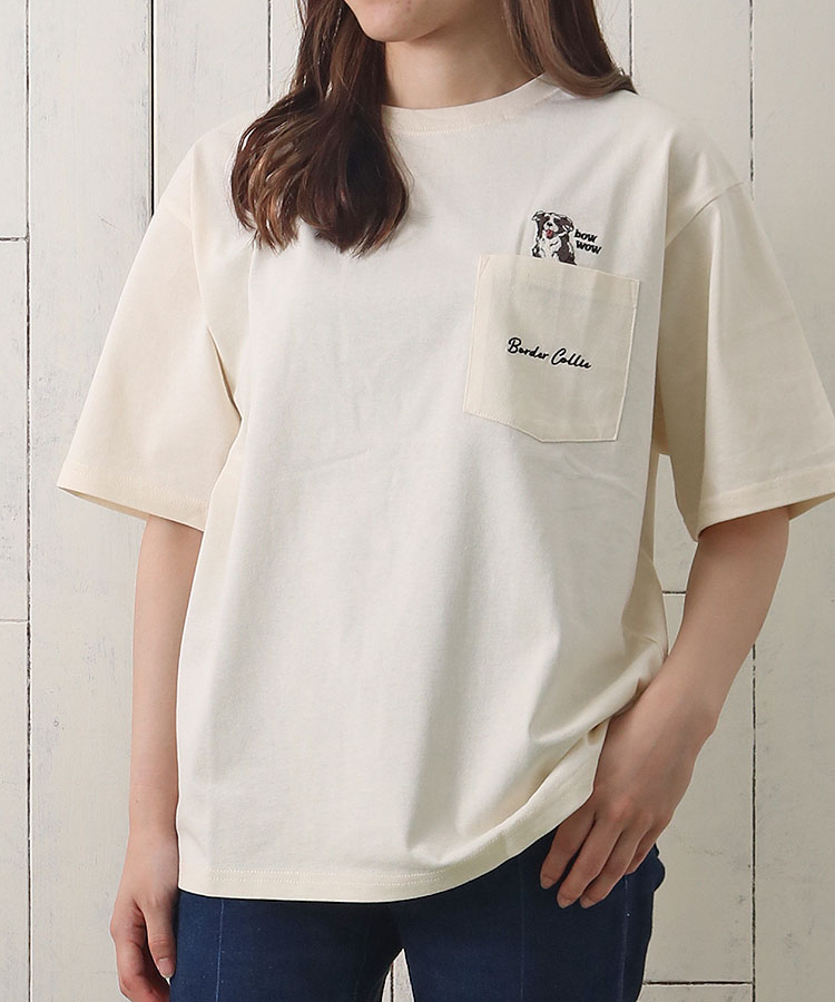 ≪OUTLET≫アニマルポケット刺繍Tシャツ