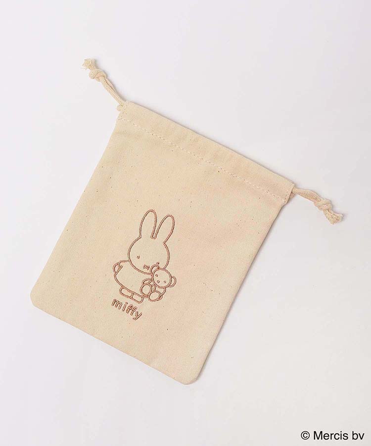 ミッフィー刺繍ナチュラル巾着