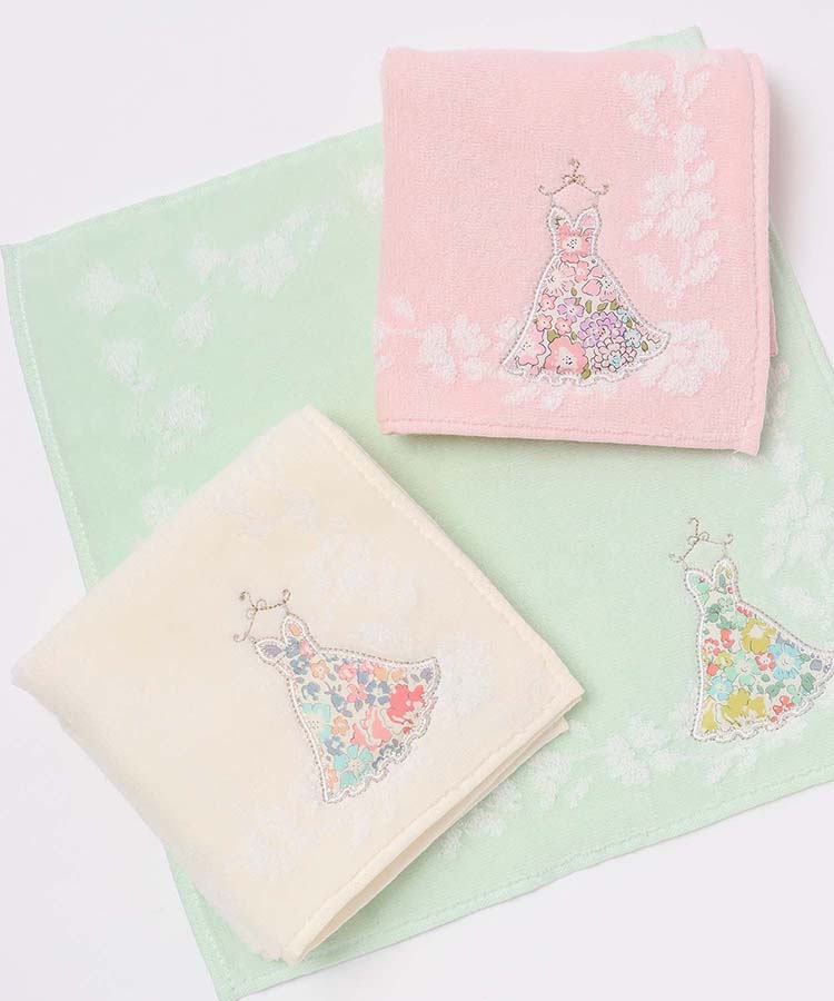 ≪SALE≫リバティプリントドレスアップリケミニタオル