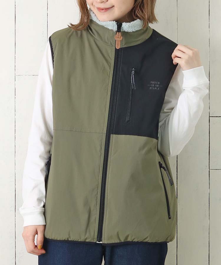 ≪SALE≫ナイロンリバーシブルボアベスト