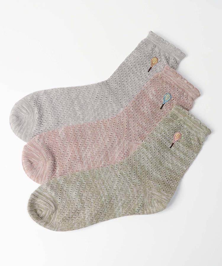 ≪SALE≫ラケット刺繍ソックス