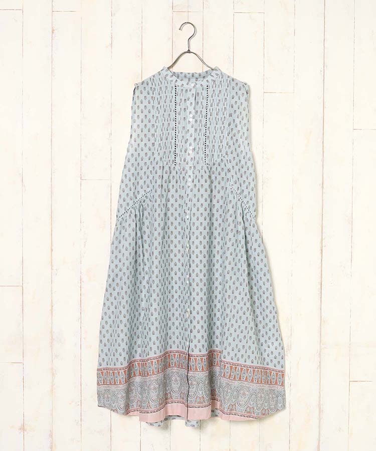 ≪SALE≫コットンボイルプリントノースリーブワンピース