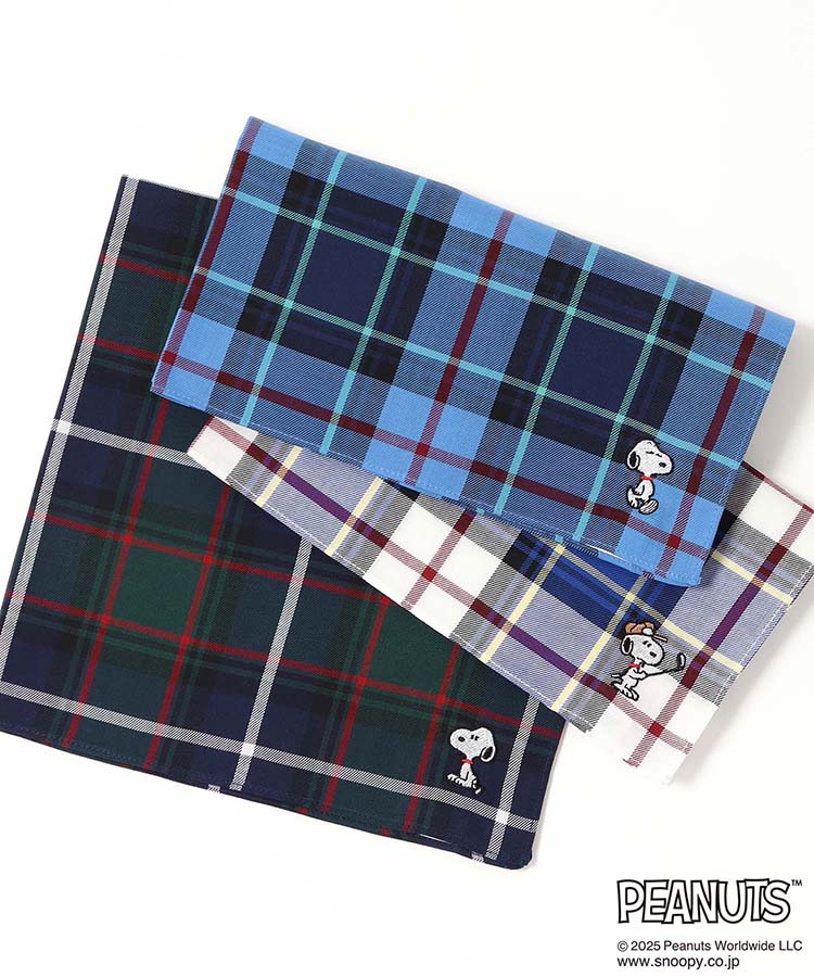 PEANUTSチェック大判ハンカチ