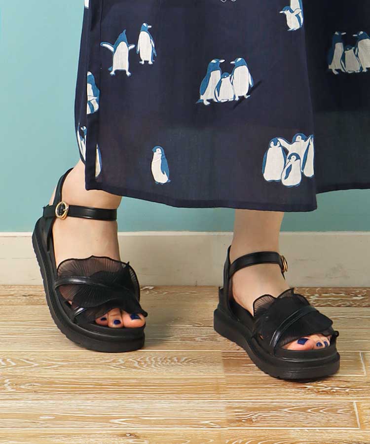 ≪SALE≫チュールフリルサンダル