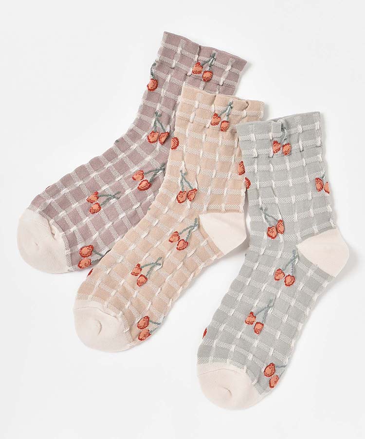 ≪SALE≫逆スパチェリーロークルーソックス