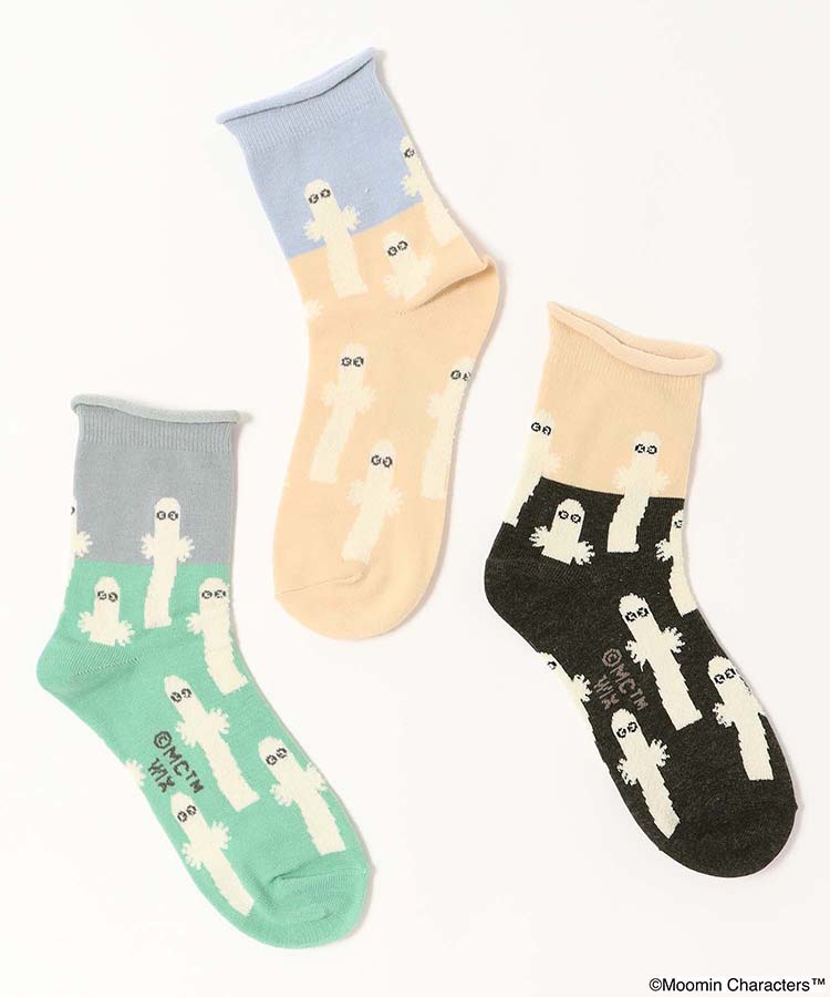 ニョロニョロ総柄ロークルーソックス