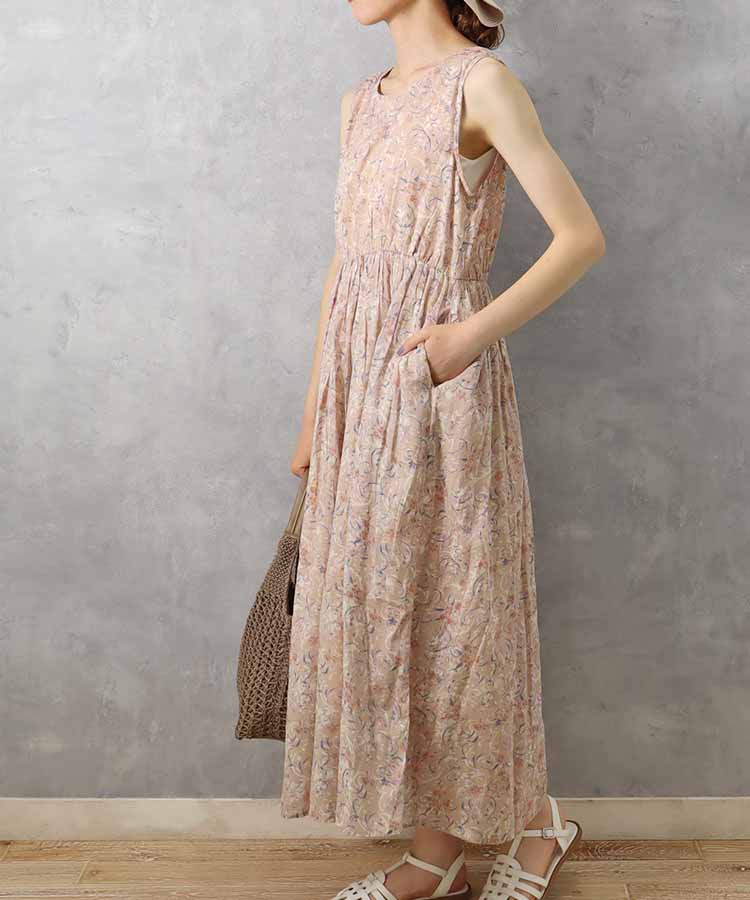 ≪SALE≫袖なし総柄ワンピース25NO4