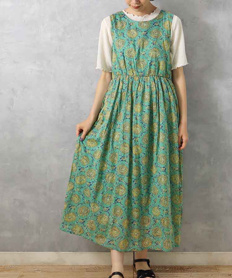 ≪SALE≫袖なし総柄ワンピース25NO3