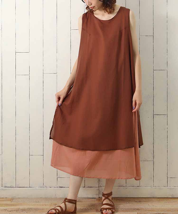 ≪SALE≫袖なしシンプルワンピース