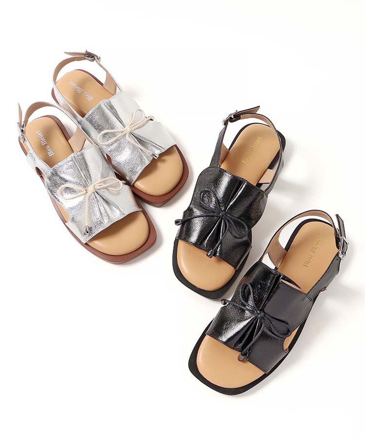≪SALE≫リボンギャザーサンダル