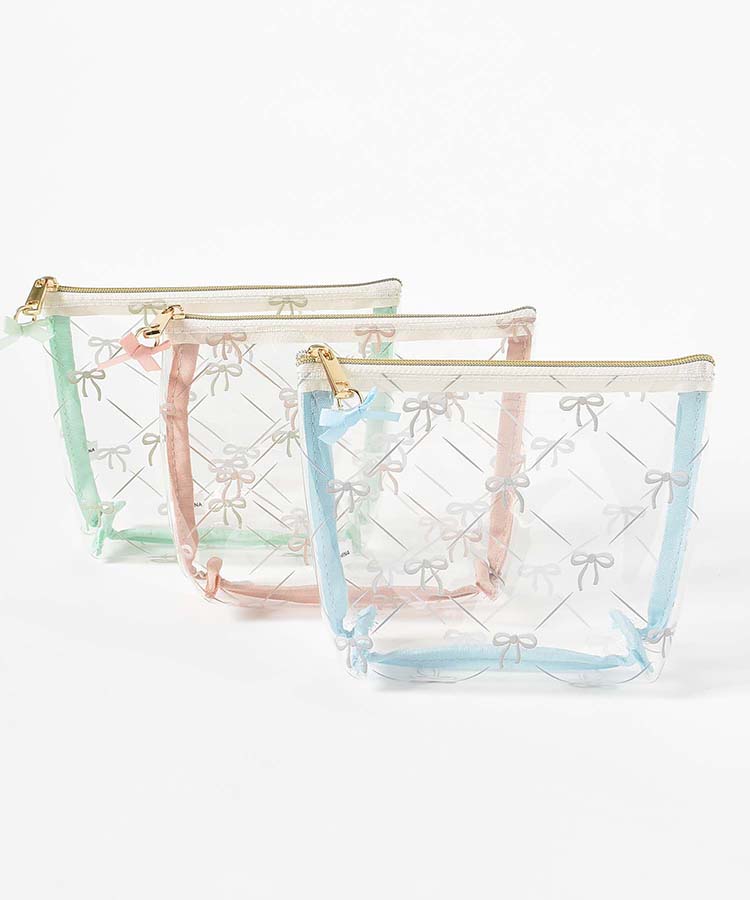 ≪SALE≫リボンクリア舟形ポーチ