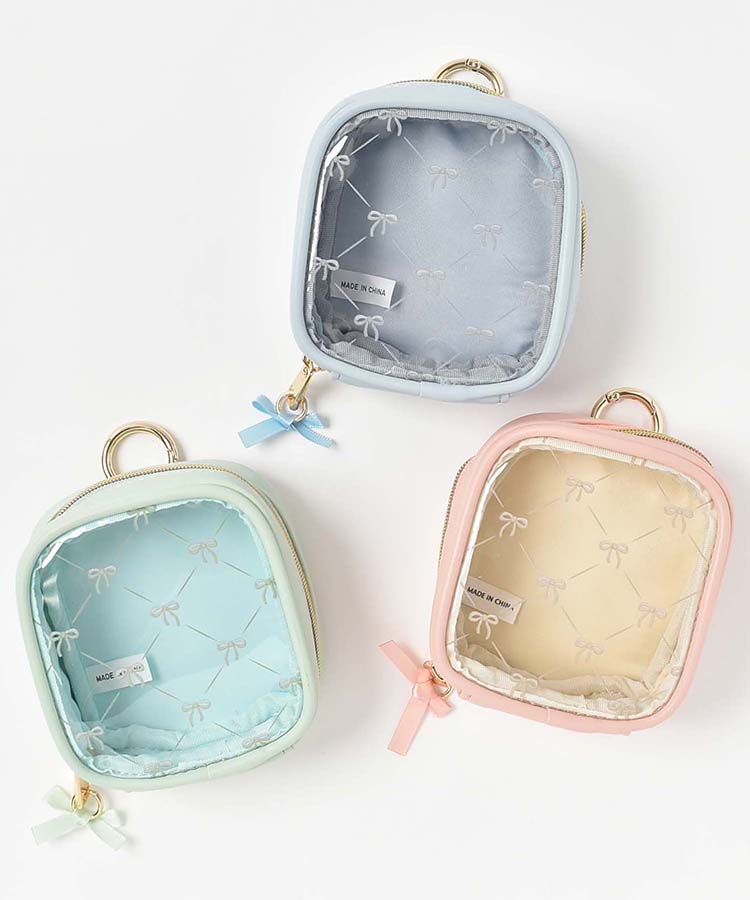 ≪SALE≫リボンカラビナクリアミニポーチ