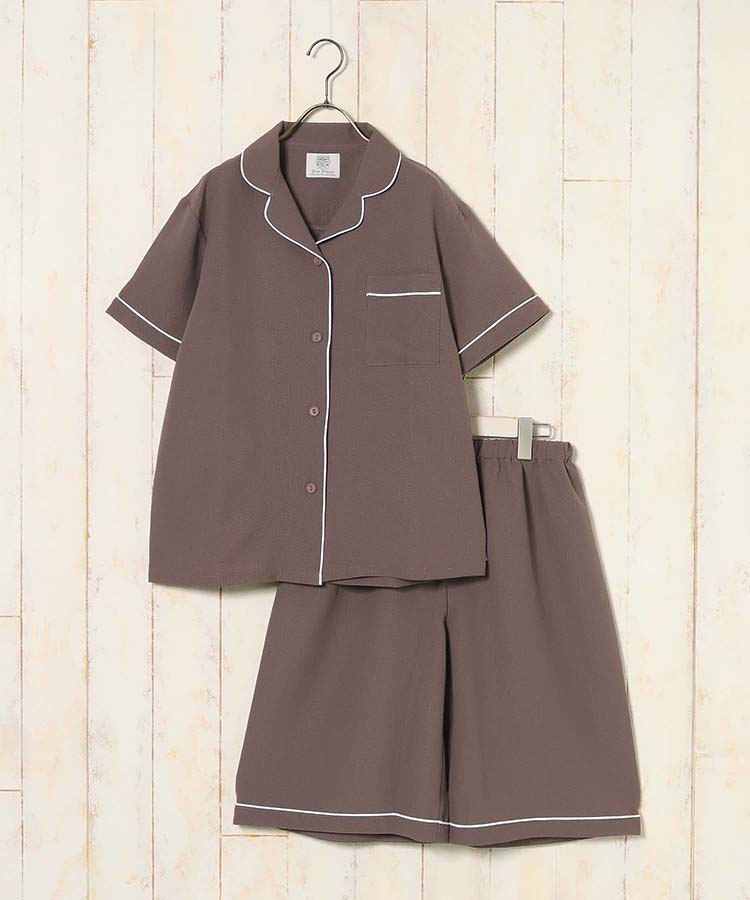 ≪SALE≫前開きパイピング半袖パジャマ