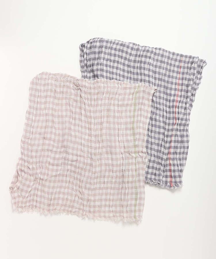 コットンモダールチェック柄ストール