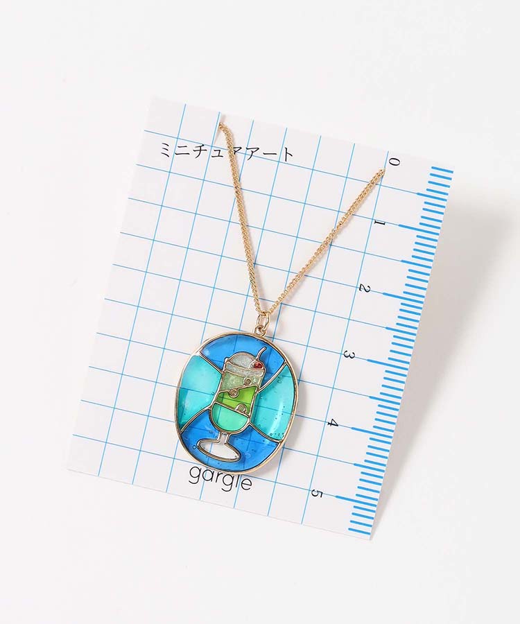 クリームソーダステンドグラスネックレス
