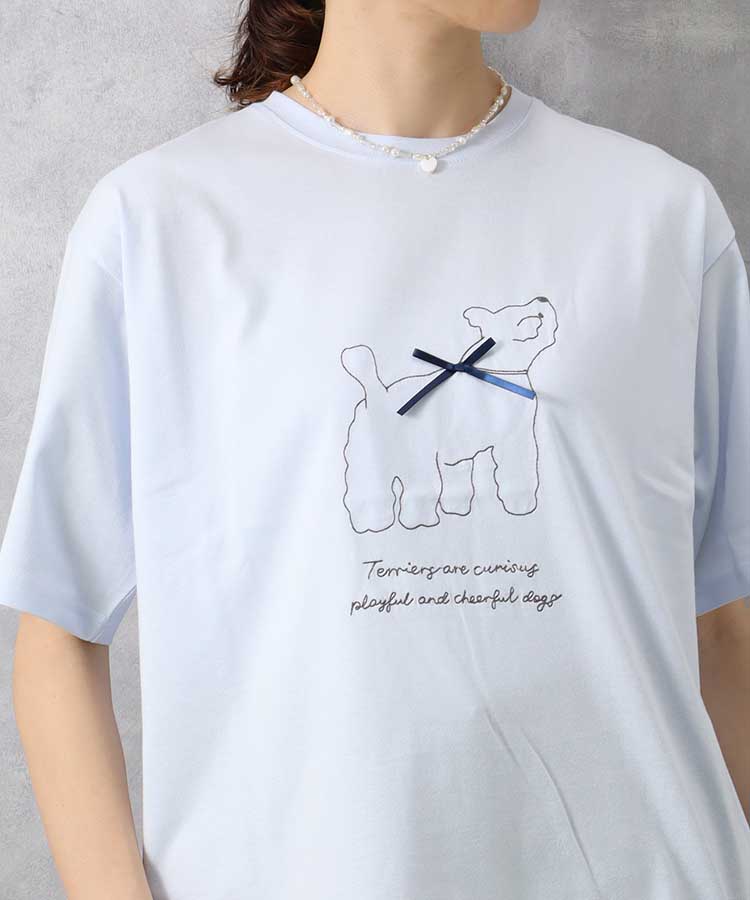 le petaleテリア刺繍リボンTシャツ