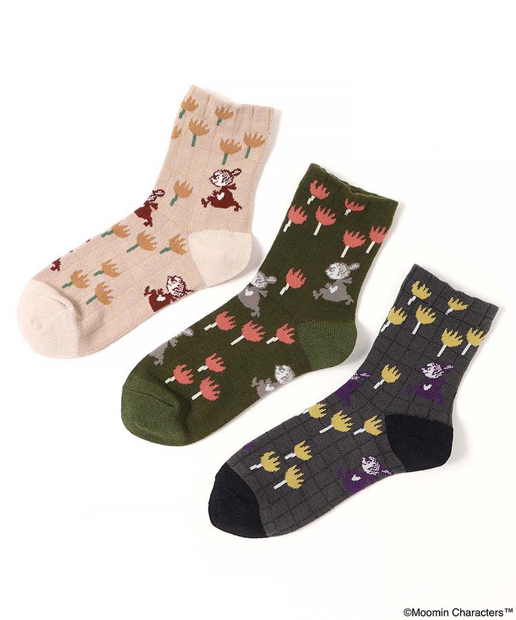 リトルミイ花柄ロークルーソックス