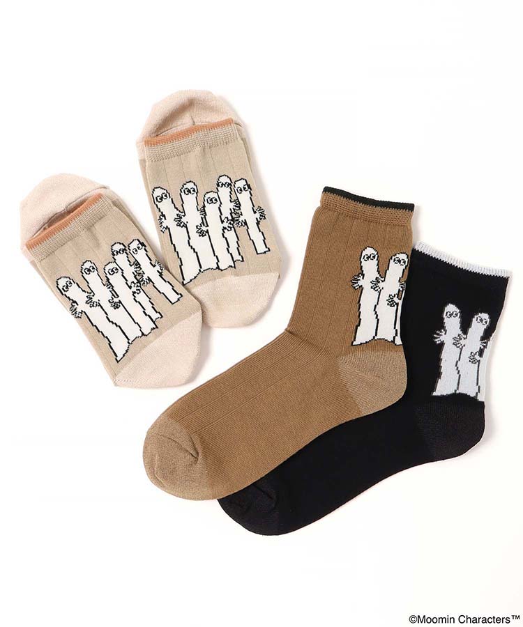ニョロニョロバック柄ロークルーソックス