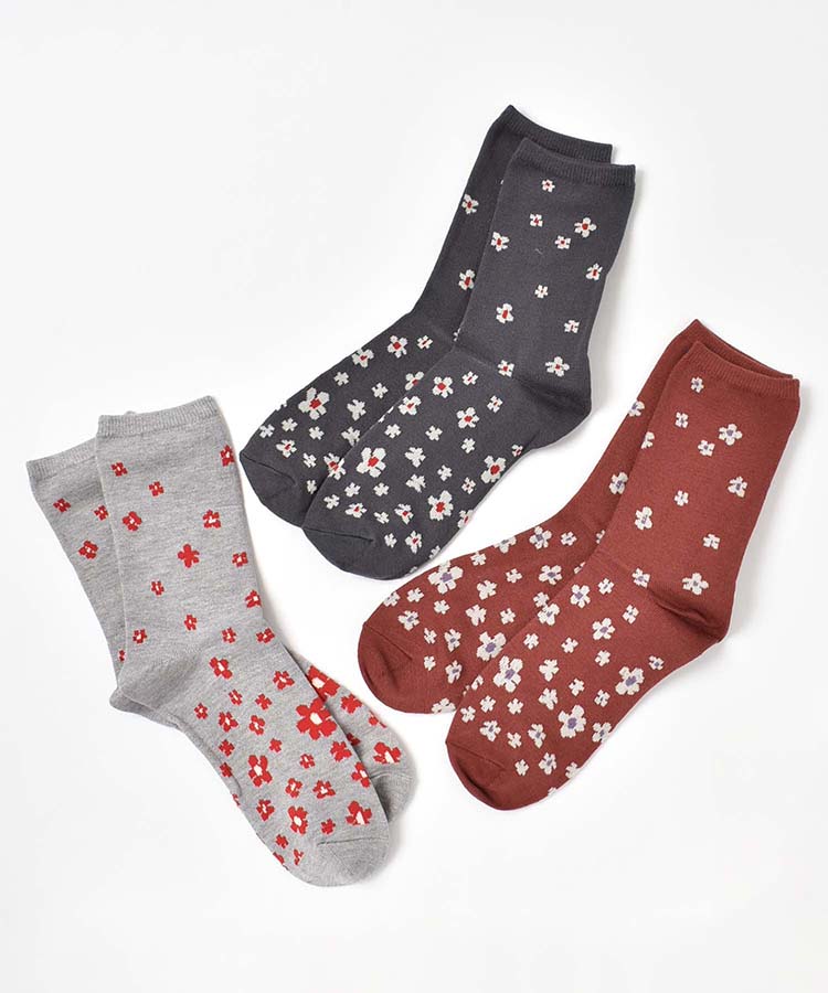 吸湿発熱小花柄ソックス